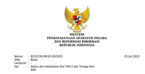 Edaran Terbaru Dari Menpan Rb Tentang Status Dan Kedudukan Eks Thk