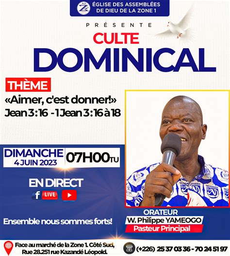 Culte Du Dimanche 4 Juin 2023 Eglise Des Assemblées De Dieu De La