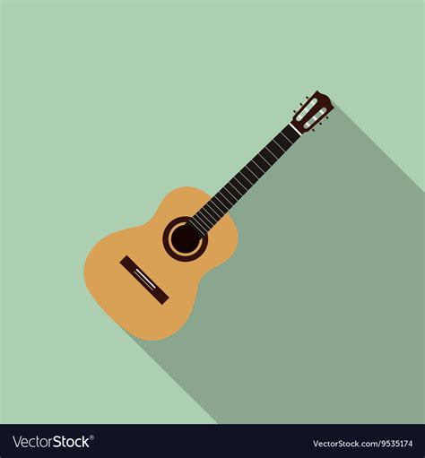 Acoustic Guitar Flat Design Royalty Free Vector Image