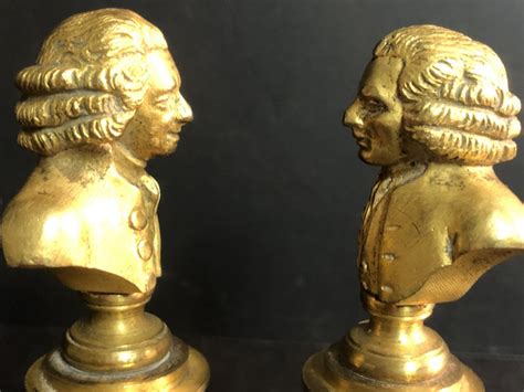 Voltaire And Rousseau Pair Of Mid 19th Century Gilt Bronze Busts