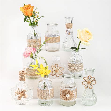 Shanranplus Bud Vases In Bulk 10 Glass Vases For Centerpieces Small