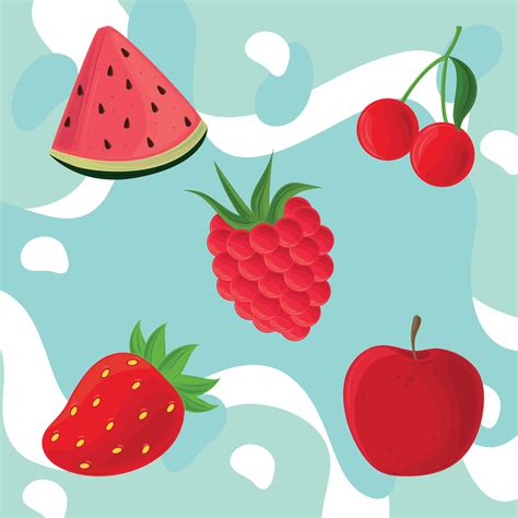 Set Of Red Fruits 10507506 Vector Art At Vecteezy