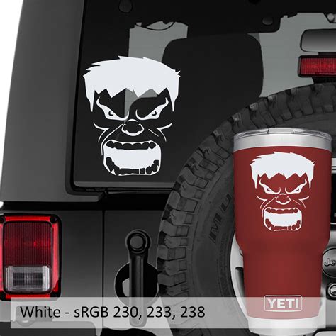 Angry Incredible Hulk Face Vinyl Decal Jeep Window Decal