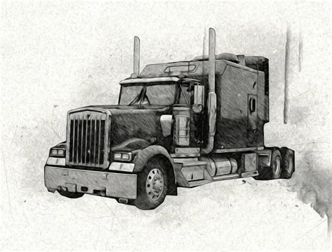 Semi Truck Sketch Stock Photos Royalty Free Semi Truck Sketch Images