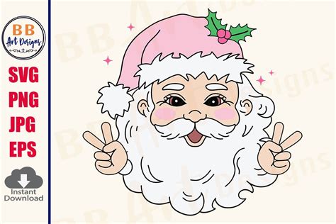 Hippie Santa Svg Retro Pink Christmas Graphic By Bb Art Designs