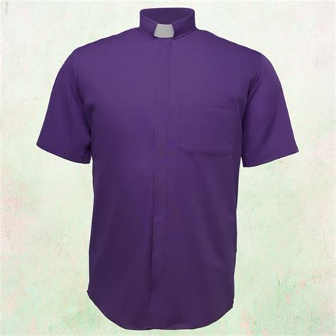 Mens Short Sleeve Clergy Shirt With Tab Collar In Purple Arkmans