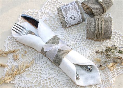 Burlap Wedding Napkin Rings Rustic Wedding Decor Rustic Etsy