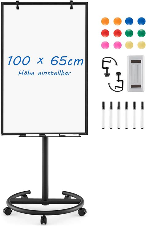 Costway Flipchart Ständer 100x65cm Mobiles Whiteboard Auf Rollen Höhenverstellbar Bis 192cm