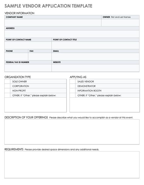 Vendor Application Template Word