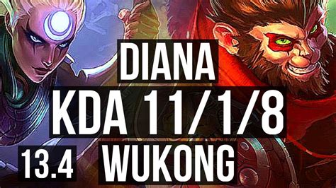 DIANA Vs WUKONG JNG 11 1 8 Legendary 800 Games EUW Grandmaster