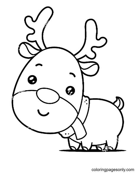 Cute Cartoon Reindeer Coloring Page Free Printable Coloring Pages