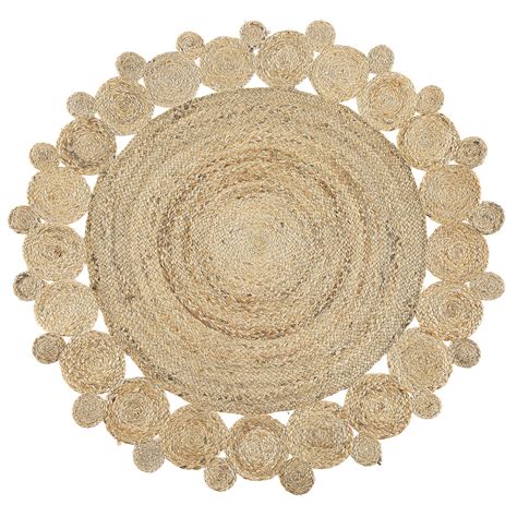 Beliani Tapis Rond En Jute ⌀ 120 Cm Beige Golgen Leroy Merlin