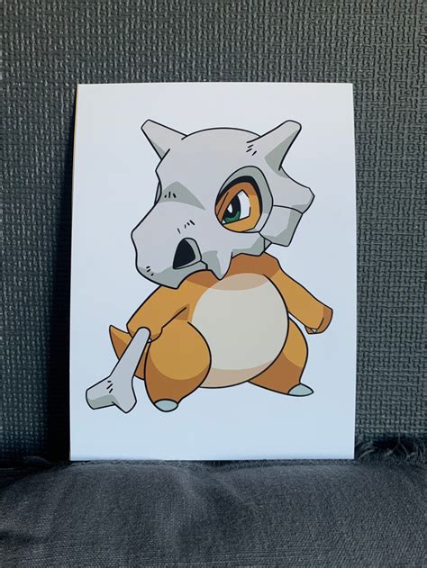 Pokemon Print Cubone Digital Illustration Cartoon Anime Etsy