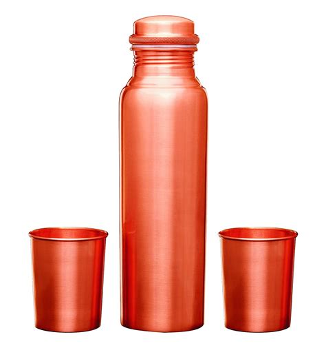 Signoraware Copper Bottle With Glasses Matt Pack Of Ml Bottle