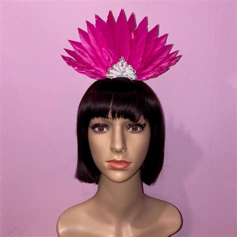 Hot Pink Feather Diamante Tiara