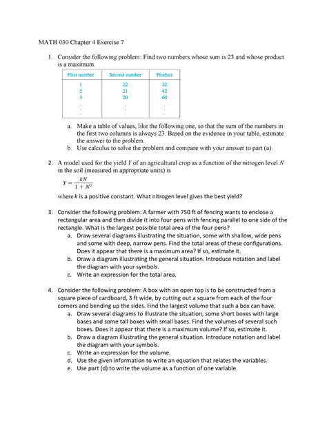 Math 030 Chapter 4 Exercise 7 Math 030 Chapter 4 Exercise 7 Consider