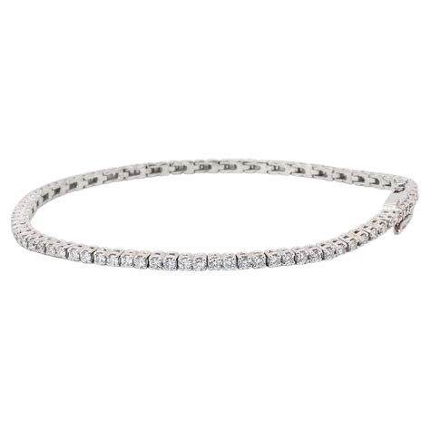 Stunning K White Gold Tennis Bracelet With Ct Natural Diamonds