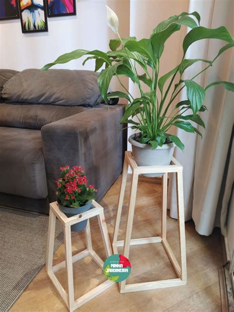 Conjunto Suportes De Madeira Para Vasos Decora O Planta Sv