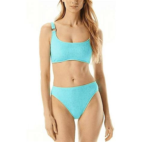 MICHAEL Michael Kors Swim Michael Kors Turquoise Textured Highleg Bikini Swim Bottom Medium