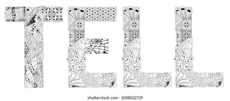 Word Tell Coloring Vector Decorative Zentangle Stock Vector Royalty