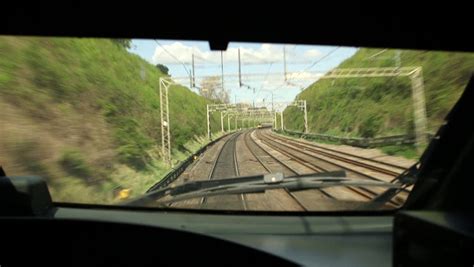train drivers cab view stock footage video  royalty