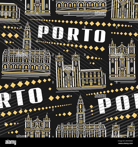 Vector Porto Seamless Pattern Square Repeat Background With