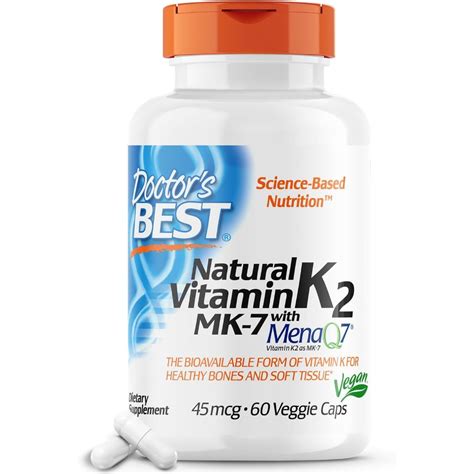 Doctor S Best Natural Vitamin K2 Mk 7 With Menaq7 White No Flavor 60 Veggie Capsules Shopee