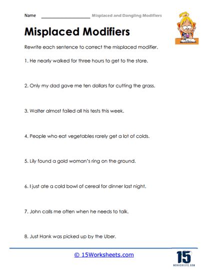 Dangling Modifiers Worksheets 15