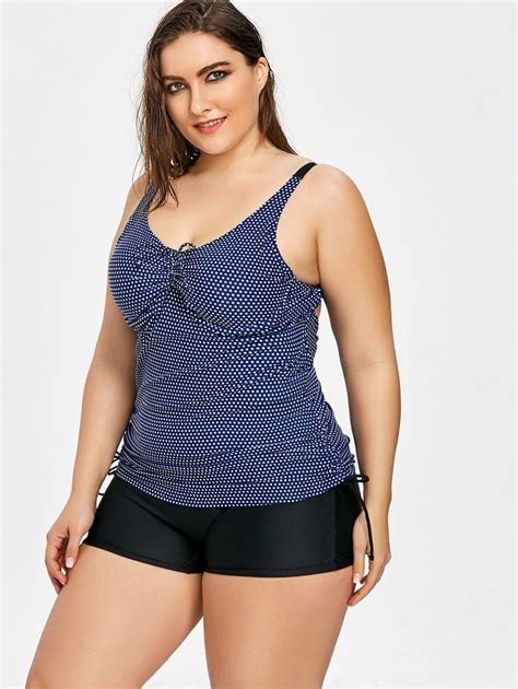 Polka Dot Backless Plus Size Tankini Set Plus Size Tankini Tankini