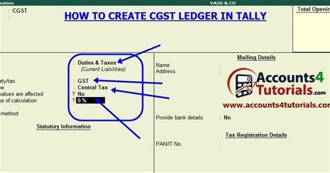 How To Create CGST Ledgers In Tally Create Lesson State Tax