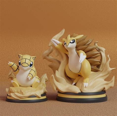 Stl File Pokemon Sandshrew And Sandslash Figure D Printer Model To