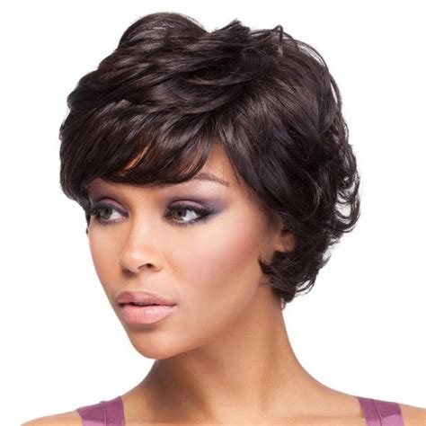 Elegant Side Bang Black Capless Stylish Short Fluffy Curly Synthetic