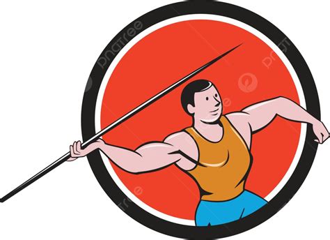 Javelin Throw Track And Field Circle Cartoon Spear Cartoon Decathlon