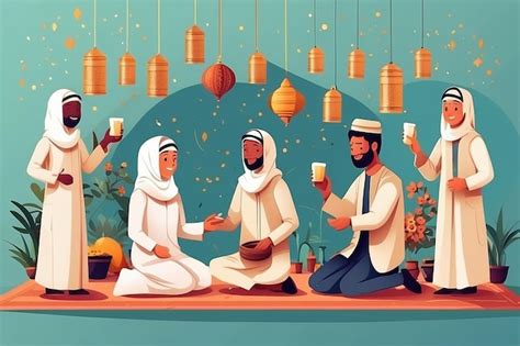 Premium Photo Flat People Celebrating Eid Aladha Illustration