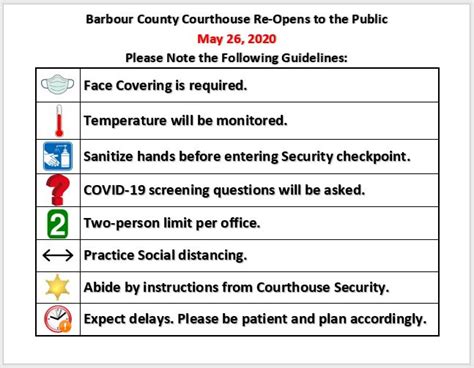 Courthouse Guidelines Barbour County Commission