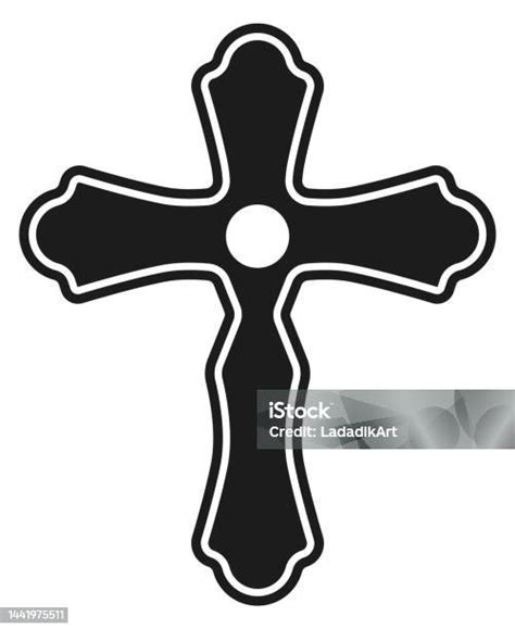 Roman Catholic Cross Black Crucifix Silhouette Symbol Stock