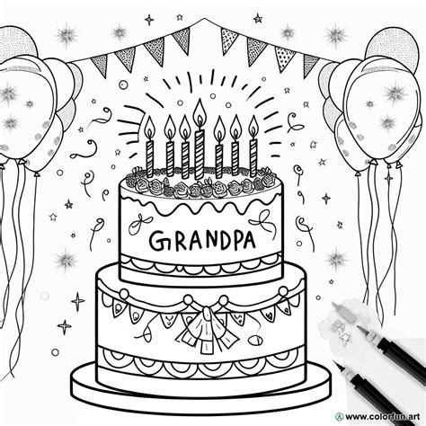 Coloriage joyeux anniversaire pour papy à Télécharger ou à Imprimer