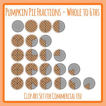 Pumpkin Pie Fractions Whole Halves Thirds Quarters Fifths Sixths Math