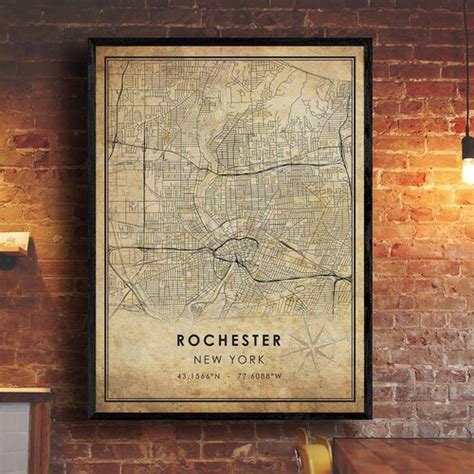 Rochester Vintage Map Print Rochester Map New York Map Art Etsy