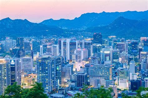 Seoul City Night View Taken From Namsan Mountain In Seoul South Korea