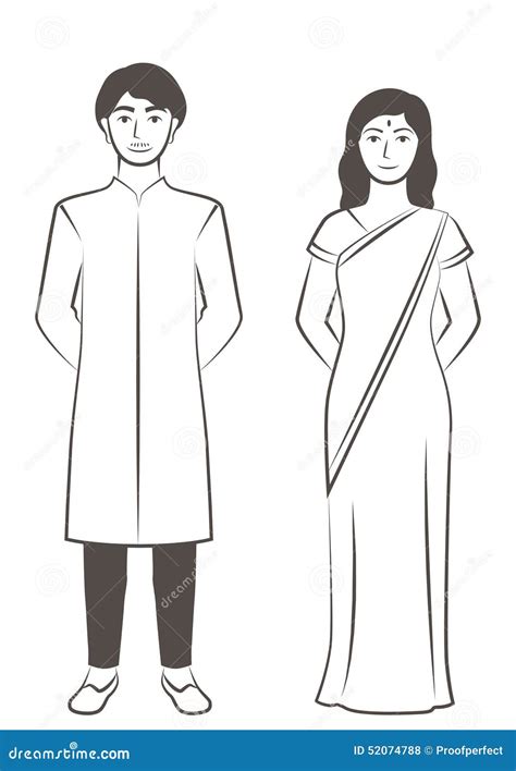 Indian Couple stock vector. Illustration of clothing - 52074788