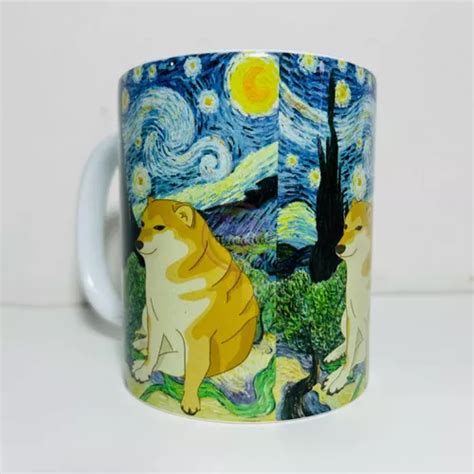 Taza Grande Perro Cheems Noche Estrellada Meme 15oz 443ml En Venta En