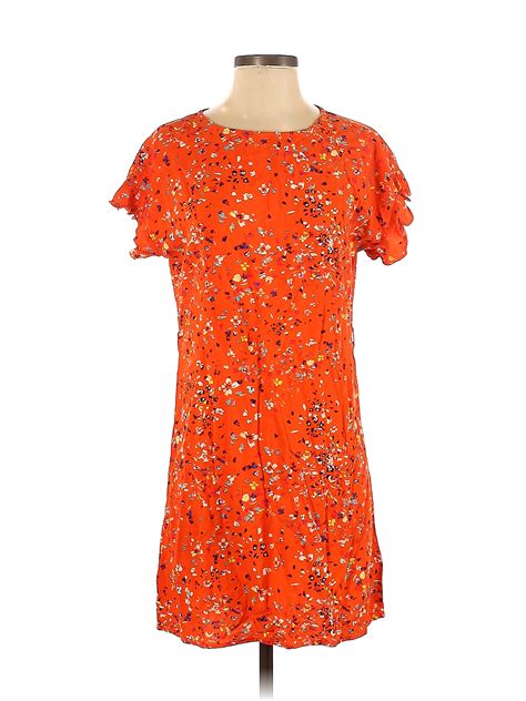 Beach Lunch Lounge 100 Viscose Floral Orange Casual Dress Size Xs 85