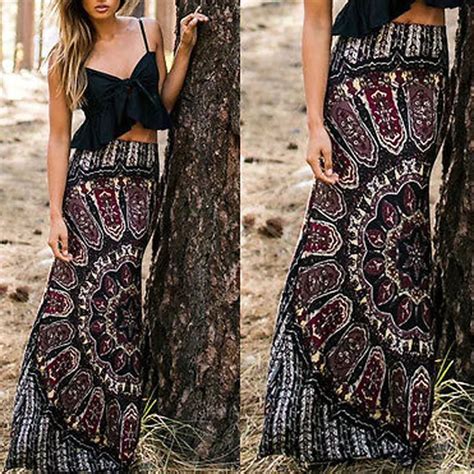 2016 Newest Retro Style Skirts Boho Hippy Hipster Women Long Maxi Slim