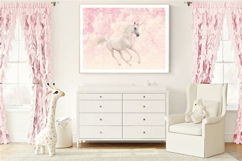 Unicorn Photo Art Print Girls Room Wall Decor Pink Girly - Etsy