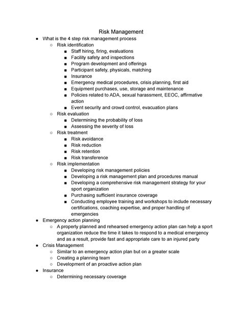 Risk Management Lecture Notes Risk Management What Is The Step Risk