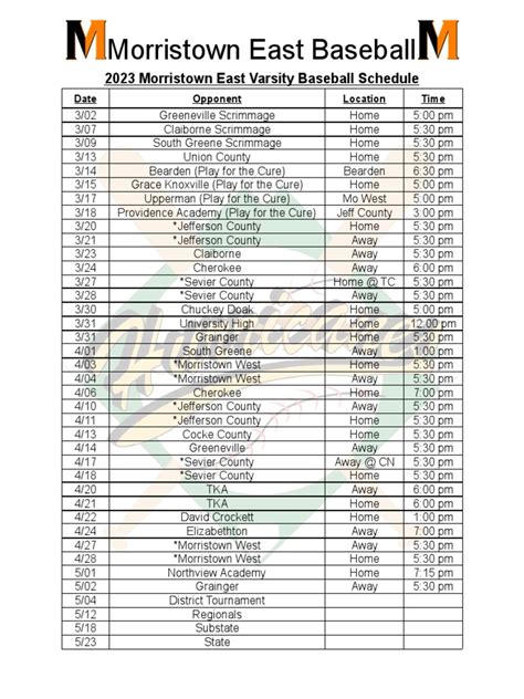 2022-2023 Baseball Schedule | PDF