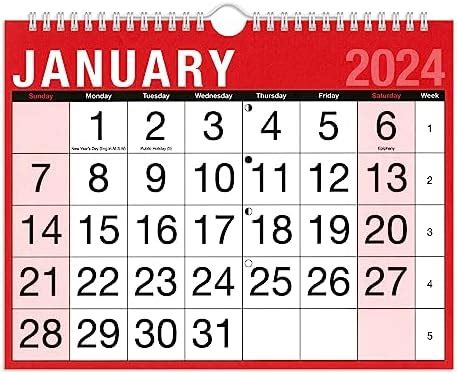 2024 A4 Easy To View Month Wall Calendar Business Planner Large Print