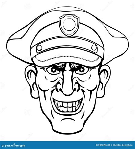 Policeman Mean Police Officer Ponting Cartoon Stock Illustration
