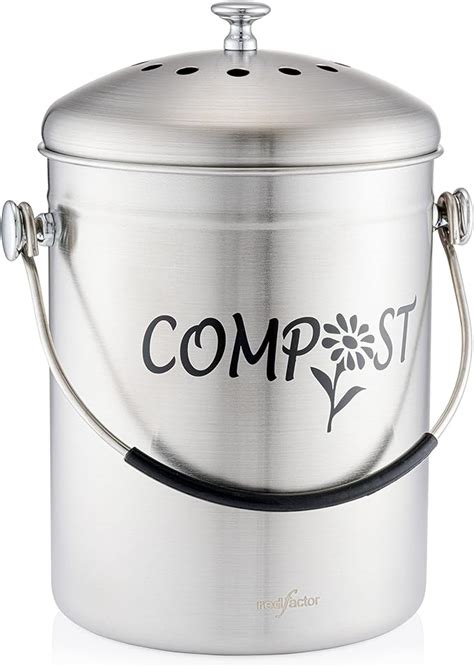 RED FACTOR Deluxe Compost Bin For Kitchen Worktop Stainless Steel